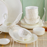 餐具套装家用56头骨瓷景德镇陶瓷器简约韩式碗具碗筷盘子碗碟套装