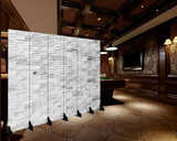 屏风隔断时尚玄关6扇移动折叠大厅酒吧咖啡背景欧式复古 白灰砖墙