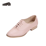 SHOOPEN鞋范韩国新品女士系带单鞋百搭小皮鞋平底鞋MISF5T01