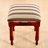 舒翡曼美式实木梳妆凳布艺化妆凳欧式新古典雕刻凳子换鞋凳古筝凳