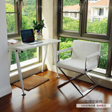 不锈钢电脑椅简约现代时尚创意设计师椅子真皮带扶手椅靠背椅餐椅