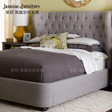 法式北欧布床美式乡村布艺床小户型实木双人床1.8米软床婚床家具