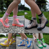 韩版男女童马丁雨鞋女时尚短筒果冻透明马丁雨靴亲子款情侣水鞋
