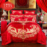 艾维家纺 新婚婚房多套件 婚庆六件套大红色结婚床上用品多件套