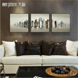 天画现代抽象油画效果客厅装饰画简约沙发电视背景墙客厅拼套壁画