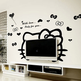 Kitty电视背景墙 卡通儿童房装饰 可爱客厅沙发卧室床头背景墙贴