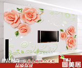 3D立体大型壁画客厅无缝墙布玉雕壁纸时尚浮雕玫瑰电视背景墙纸