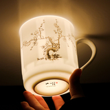 景德镇骨瓷杯子带盖 青花陶瓷杯茶杯 礼品办公会议陶瓷定制纪念品