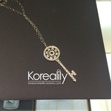 韩国正品代购 蒂芙尼 Tiffany keys系列 铂金钻石项链花瓣太阳花