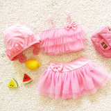3-4-5-6岁女童泳衣分体套装公主裙式蕾丝韩国夏季中小童小孩粉色