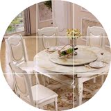 欧式折叠餐桌椅组合可伸缩大理石餐桌圆桌方圆两用实木圆形餐桌