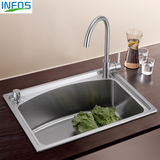 德国INFOS水槽双槽套餐厨房洗菜盆加厚不锈钢水盆洗菜池拉丝水槽