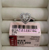 香港代购 周大福专柜18k心形群镶钻石戒指62分F SI2婚戒钻戒
