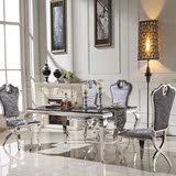 不锈钢大理石餐桌欧式钢化玻璃饭桌2016新款餐台简约现代酒店桌子