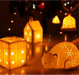 新年礼物创意城堡小夜灯陶瓷LED小台灯床头卧室送男女生朋友礼品