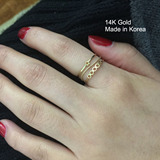 韩国正品代购14K黄金戒指 皇冠14K金 个性图案 明星时尚大牌