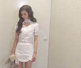 韩国软妹同款乖乖牌的学院风清新白色衬衫上衣+少女裙子两件套装