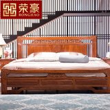 荣豪 新中式全实木床1.8米双人床 花梨红木刺猬紫檀明清仿古家具
