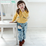 韩国BEBEZOO原单童装 冬款加厚加绒儿童套装 卡通外出服宝宝外衣