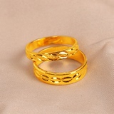 香港正品 黄金戒指 男款 女款 心心相印 黄金对戒 情侣戒指礼物