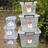 pp食品级透明收纳箱整理箱塑料盒子有盖大小号手提储物箱批发包邮