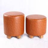 创意小皮凳子圆凳大促木质圆皮凳皮墩小凳子实木换鞋凳沙发凳矮凳