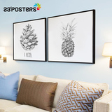 北欧风格装饰画现代简约小清新客厅壁画卧室餐厅水果挂画松果菠萝