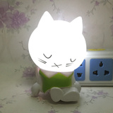 瞌睡猫LED光控小夜灯插电床头宝宝喂奶灯起夜灯卧室感应夜灯 新品