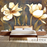 定制艺术花卉壁纸手绘花朵墙纸美式油画壁画简约墙画床头画电视墙