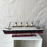 泰坦尼克号成品 实木轮船模型装饰摆件 高档家居摆设品 工艺船
