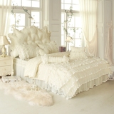 韩式四件套春夏白色蕾丝床裙式全棉纯棉床上四件套公主风床罩韩版