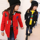 童装女童冬季2015新款中大童字母贴布加厚休闲棒球服韩版儿童外套