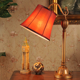 高档红色布罩 客厅书房卧室床头睡房装饰树脂铜色台灯 E27螺口头