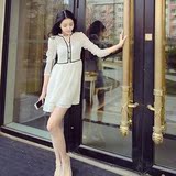 雯雯日本代购 Maje 16夏季新款网格针织小香风收腰蕾丝长袖连衣裙