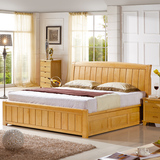 匠派 榉木纯实木床单人床1.5米双人床1.8米成人床简约现代高箱床