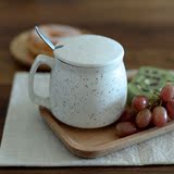 满天星杯子陶瓷马克杯带盖勺简约复古搪瓷早餐杯牛奶咖啡水杯定制