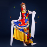 2016新款藏族舞蹈演出服装少数民族舞台装水袖表演服饰长裙成人女