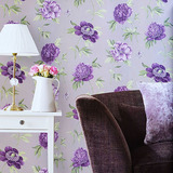 北美蓝山纯纸墙纸 美式新古典紫色花卉沙发客厅卧室背景壁纸LS049