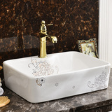 品领 欧式金色方形台上盆 陶瓷艺术盆洗手盆洗脸盆 洗手池台盆