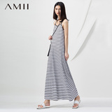 Amii[极简主义]2015夏新吊带宽松长款百搭打底裙连衣裙修身长裙