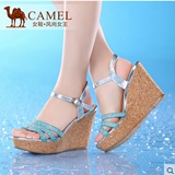 Camel骆驼女鞋 休闲时尚细带水钻坡跟超高跟 舒适凉鞋A93092603