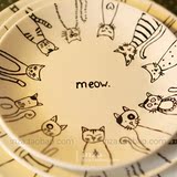 猫咪彩绘圆形成套碟子陶瓷盘子 zakka厨房餐具