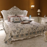 欧式床双人床 美式真皮床1.8米简欧白色公主床田园婚床奢华实木床