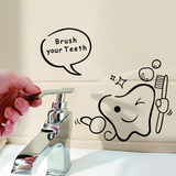 卫生间浴室淋浴房玻璃镜面儿童房装饰贴画墙贴纸 刷牙咯