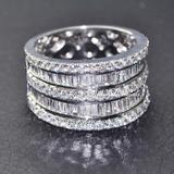 奥黛丽珠宝3克拉FG色超闪满钻半圈钻石排钻戒指方钻豪华群镶钻戒
