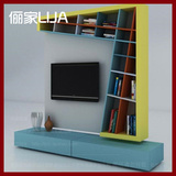 创意时尚彩色烤漆电视柜书架组合小户型客厅创意视听柜定做L322