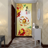 逸素大型壁画现代中式客厅玄关楼梯背景墙纸装饰画九鱼图家和富贵