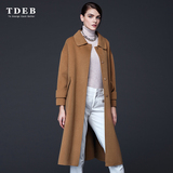 TDEB2016春装新款欧美高端大牌正品双面羊绒大衣女装长款毛呢外套