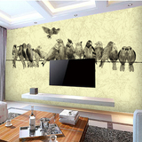 客厅电视墙纸欧式手绘 温馨卧室现代简约定制壁画 餐厅油画花鸟