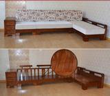 水曲柳实木沙发伸缩床两用储物现代中式简约组合贵妃布艺组装